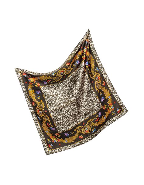 versace leopard print scarf|Versace Leopard Print Silk Square Scarf .